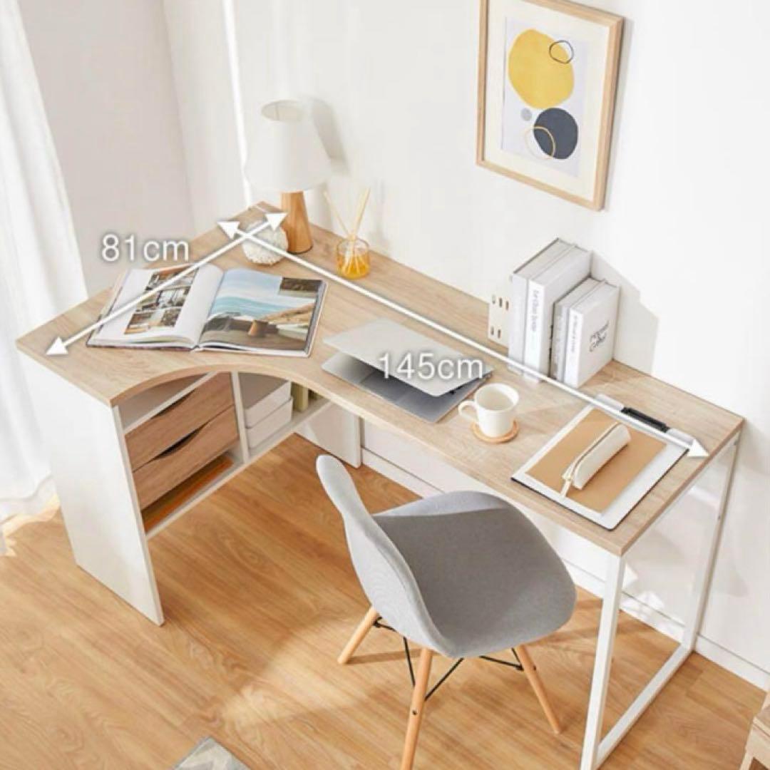 美品 LOWYAコーナーデスクL字下 収納付き引き出し【2/20-28に発送】