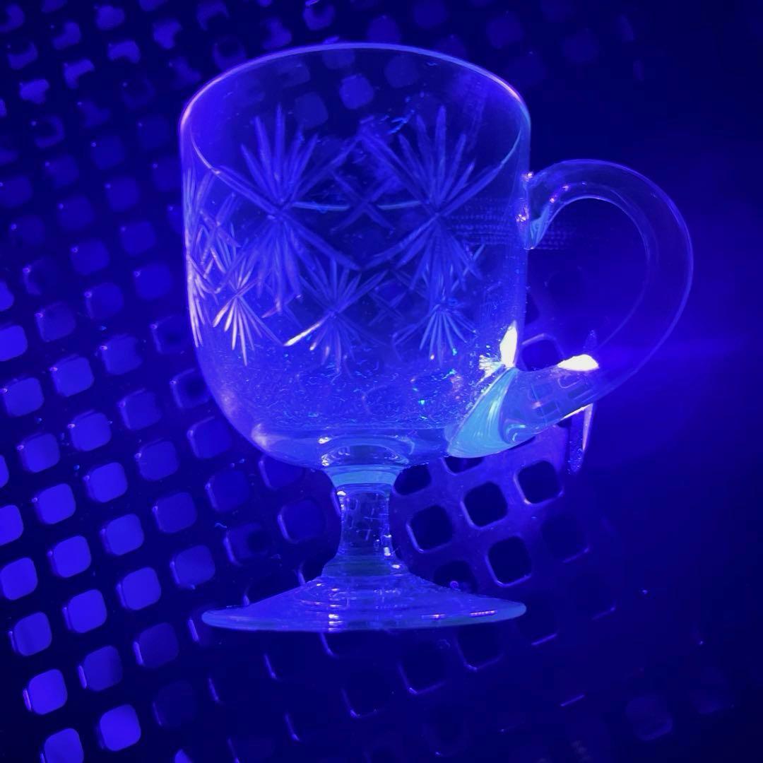 骨董 時代ガラス ギヤマン 切子 耳付ききグラス リキュールグラス 1客