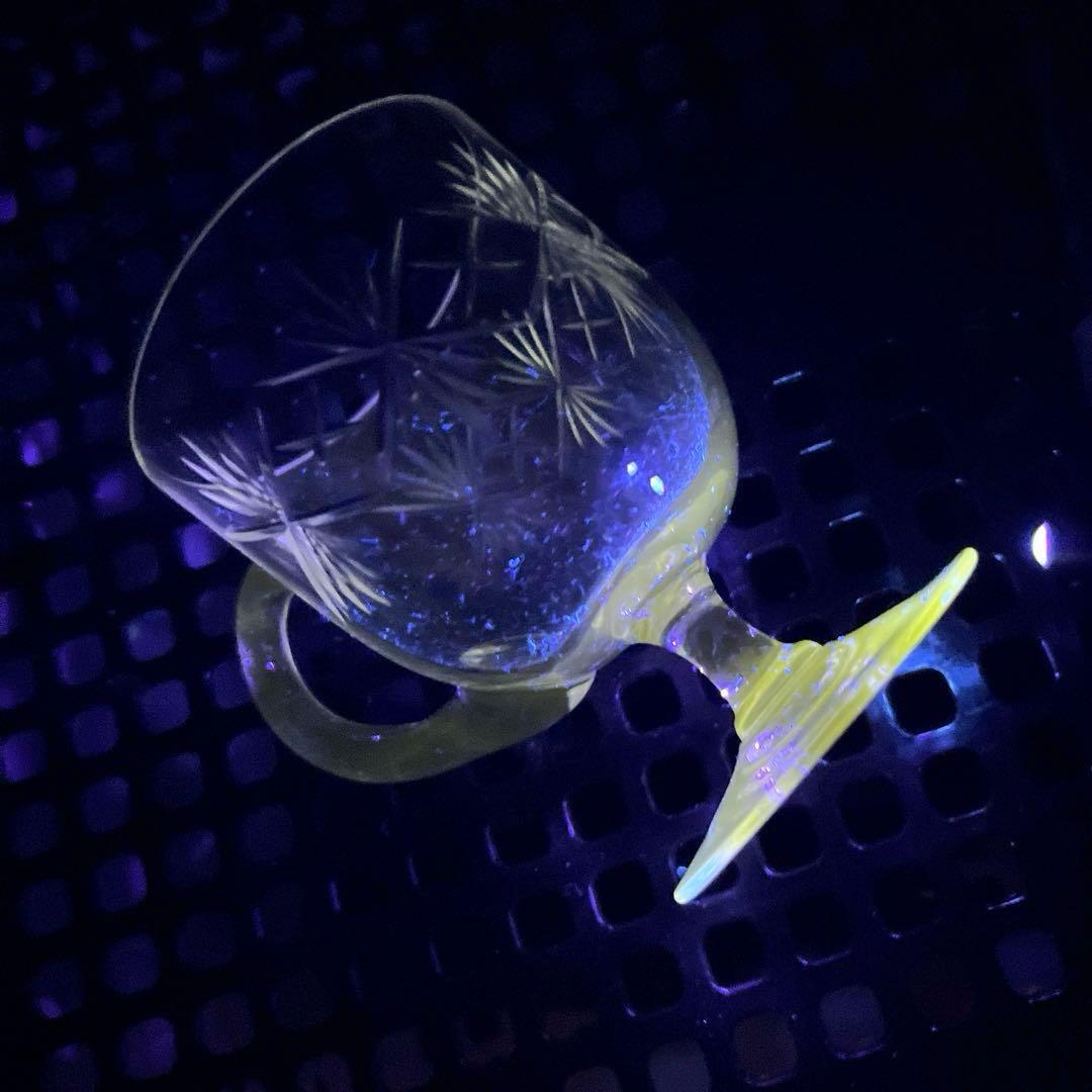 骨董 時代ガラス ギヤマン 切子 耳付ききグラス リキュールグラス 1客