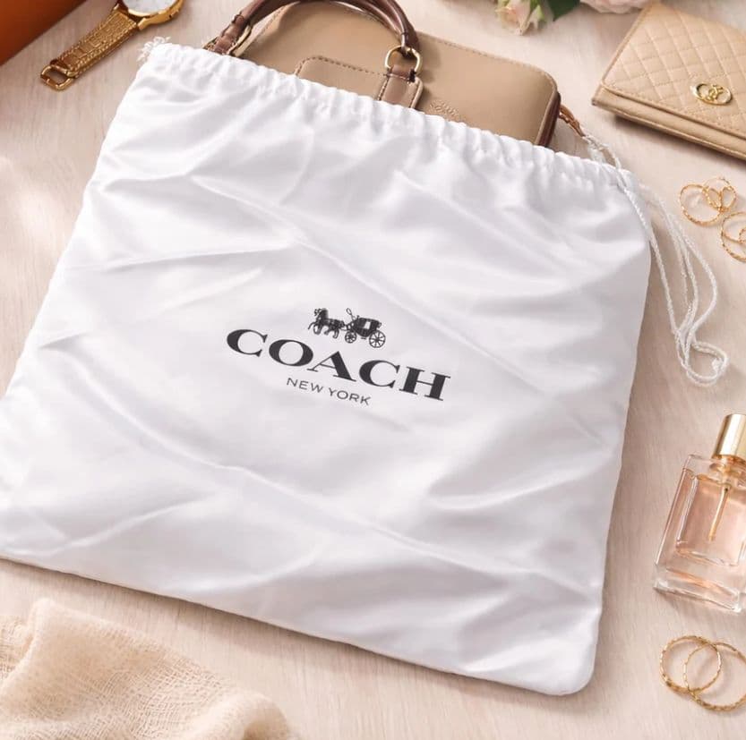 2枚セット】COACH コーチ 収納袋 保存袋 巾着 白大サイズ 正規ロゴ入り