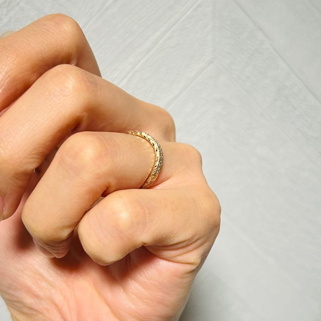 MAILE K18PG ウェーブハーフエタニティリング