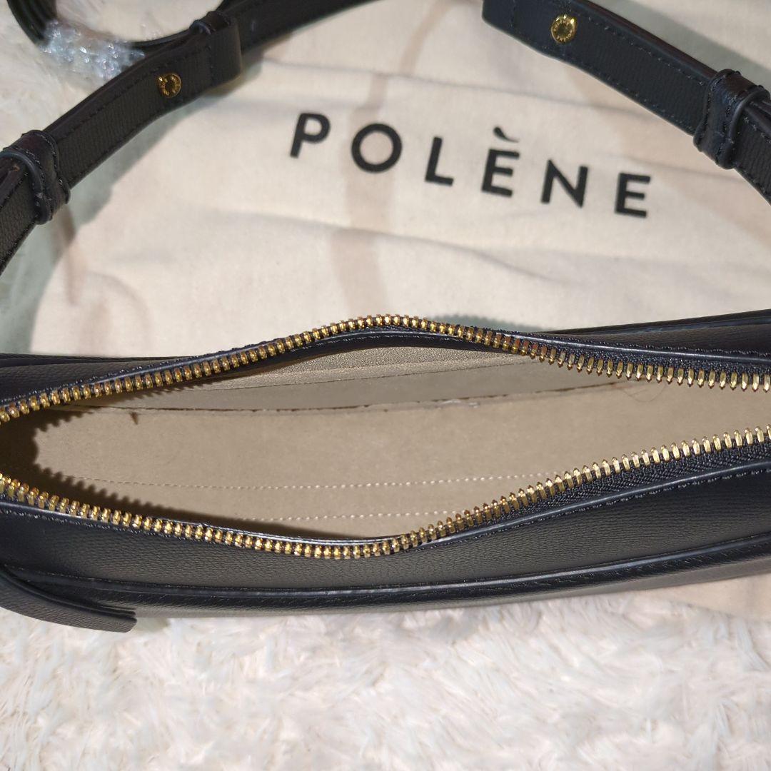 POLÈNE ブラック レザー ショルダーバッグ