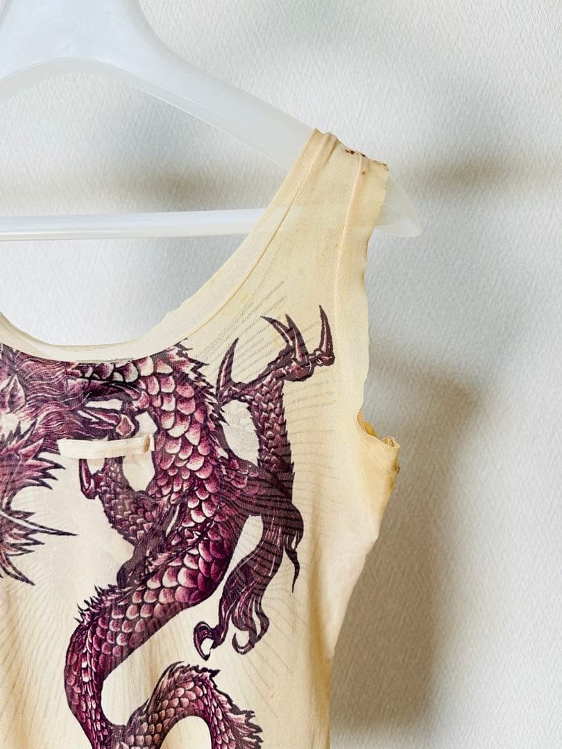 ジャンポールゴルチェ ファム ドラゴン&ハートタトゥー パワーネットタンクトップ