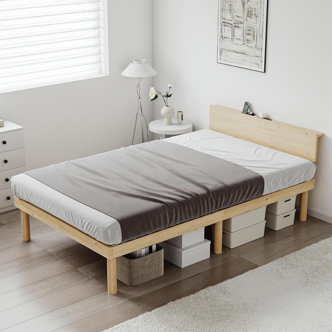 ベッド ベッドフレーム シングル 宮棚 2口コンセント すのこベッド シングルベ