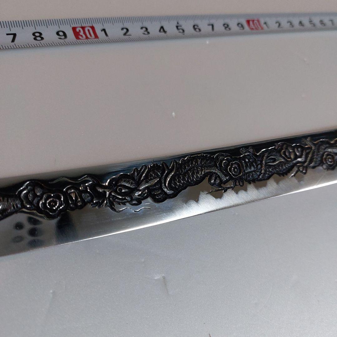 模造刀 竜彫刀 アンティーク　梵字 刀 白サヤ竜彫居合模擬刀日本刀刀剣金属製武具
