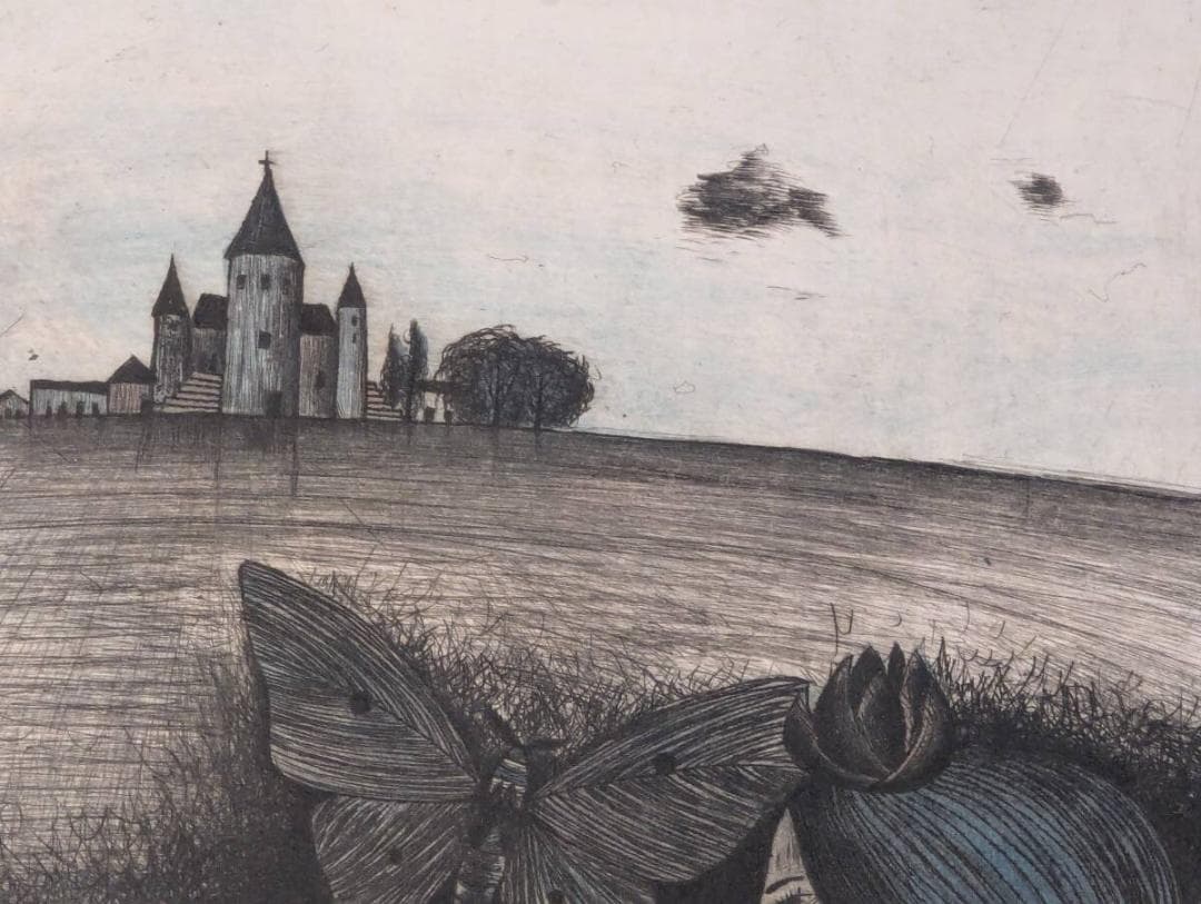 真作】版画 加藤清治 銅版画 スペインの朝 蝶と少女の物語 Y124 - メルカリ