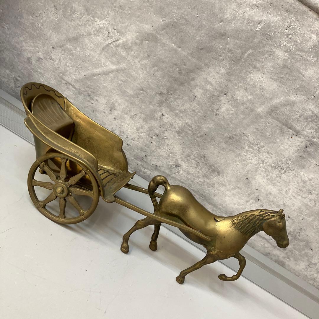 アンティーク 真鍮製 金属加工 馬車 車輪 西洋馬車 置物 オブジェ