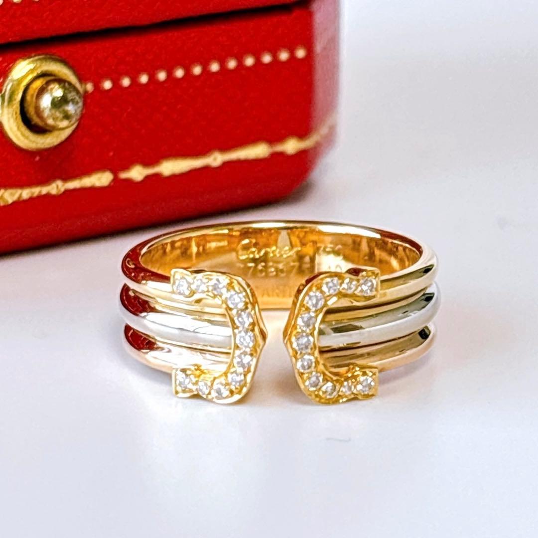 【新品仕上げ】カルティエ 2C　C2 スリーゴールド ダイヤ リング 10号