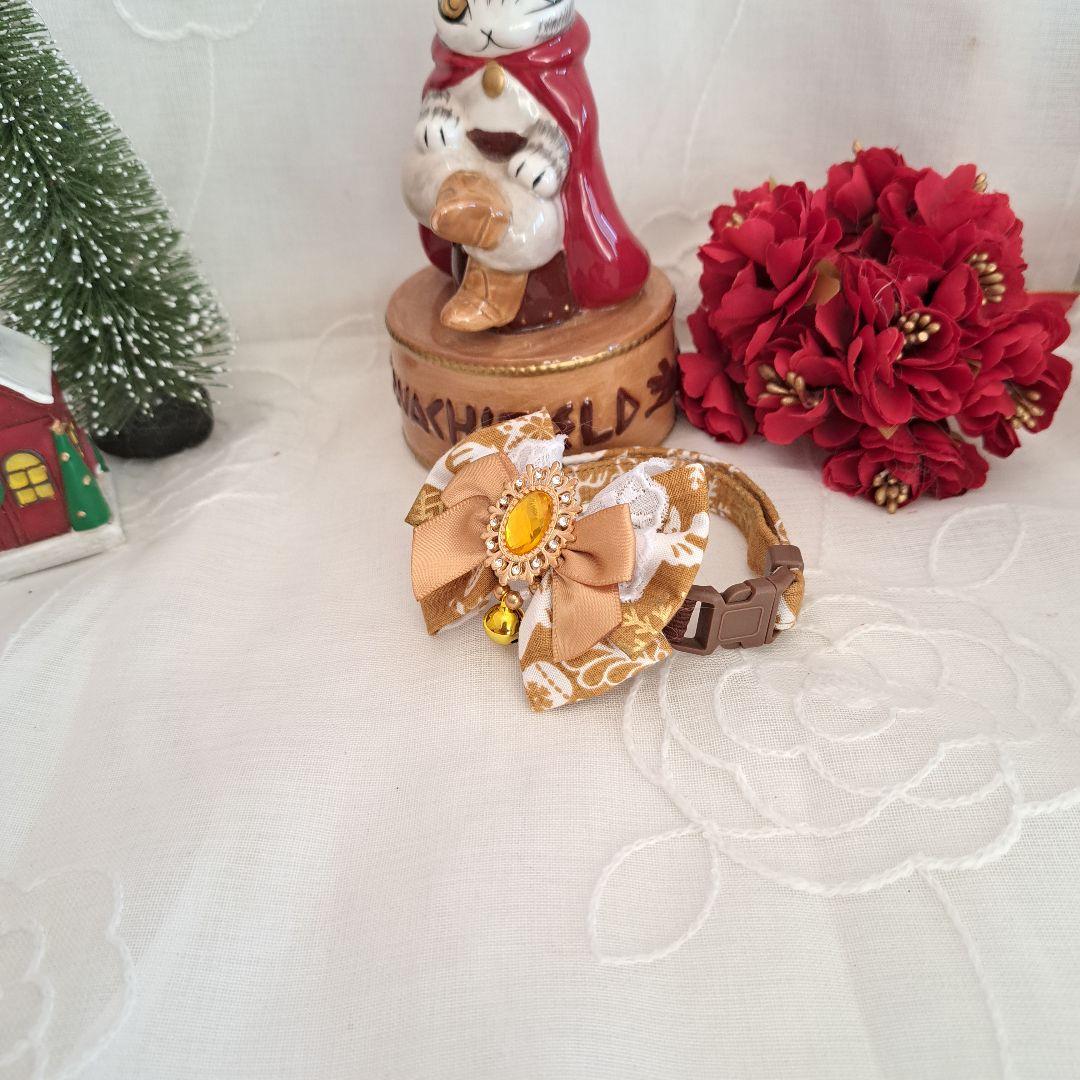クリスマス(ゴールド)わんちゃん猫ちゃん用首輪 チビマル様専用