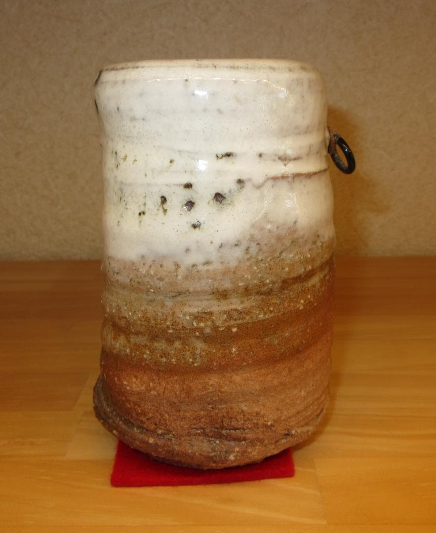 送料込【逢絢亭】茶道具 掛花入 萩焼 旅枕の形 渋谷泥詩 共箱入り