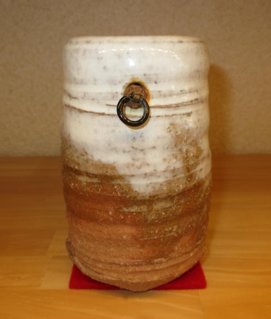 送料込【逢絢亭】茶道具 掛花入 萩焼 旅枕の形 渋谷泥詩 共箱入り