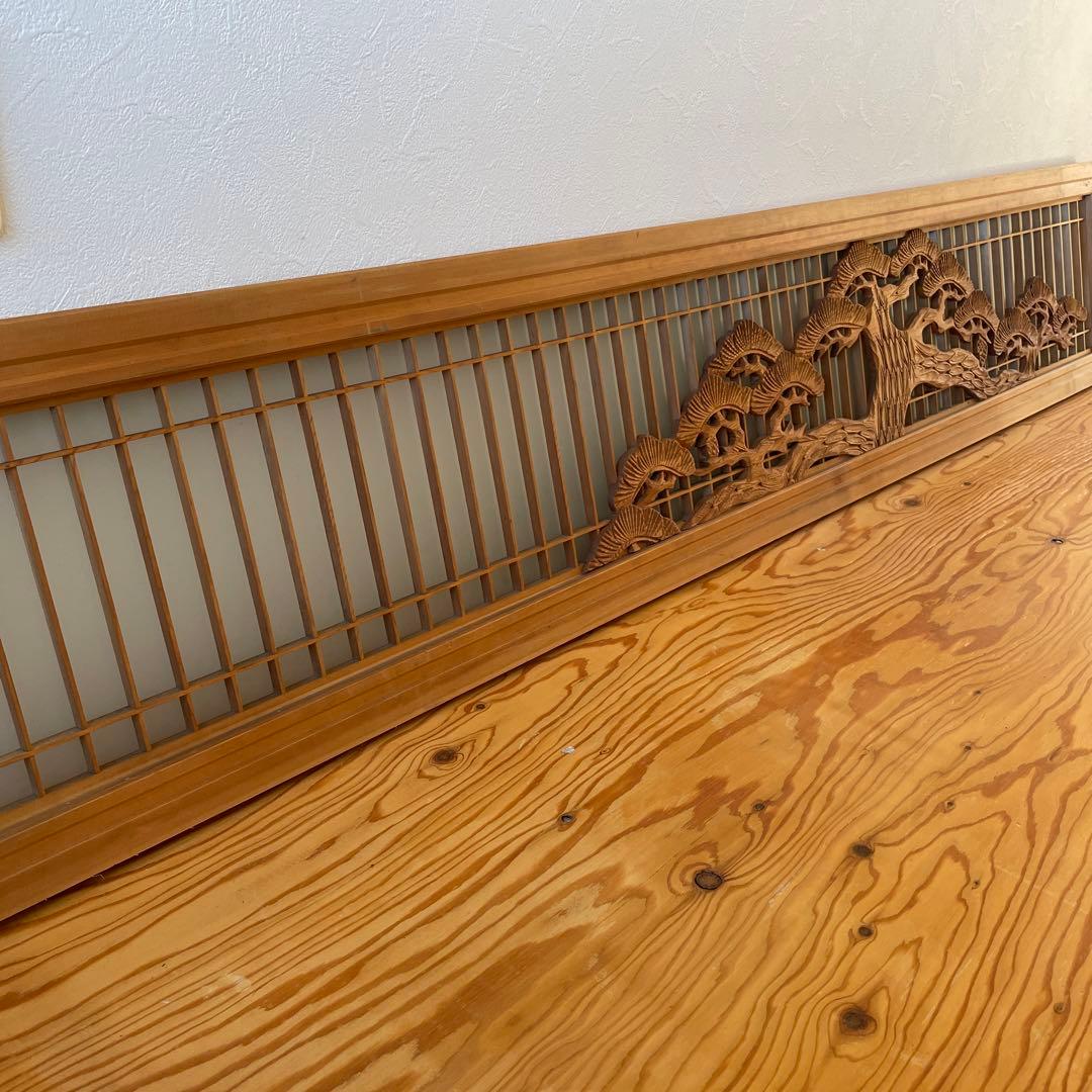 欄間 松 彫刻 すりガラス 建具 らんま