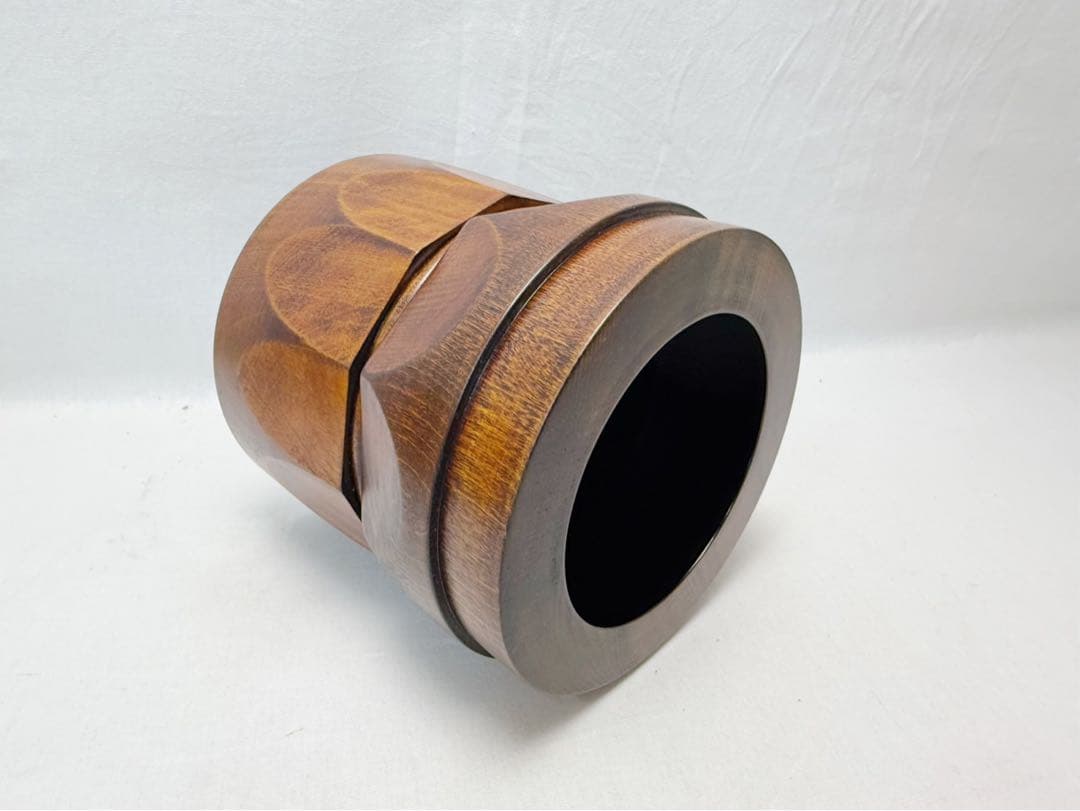 未使用 茶道具 熊谷秀穗作 天然木製 臼型 水指 一燈好