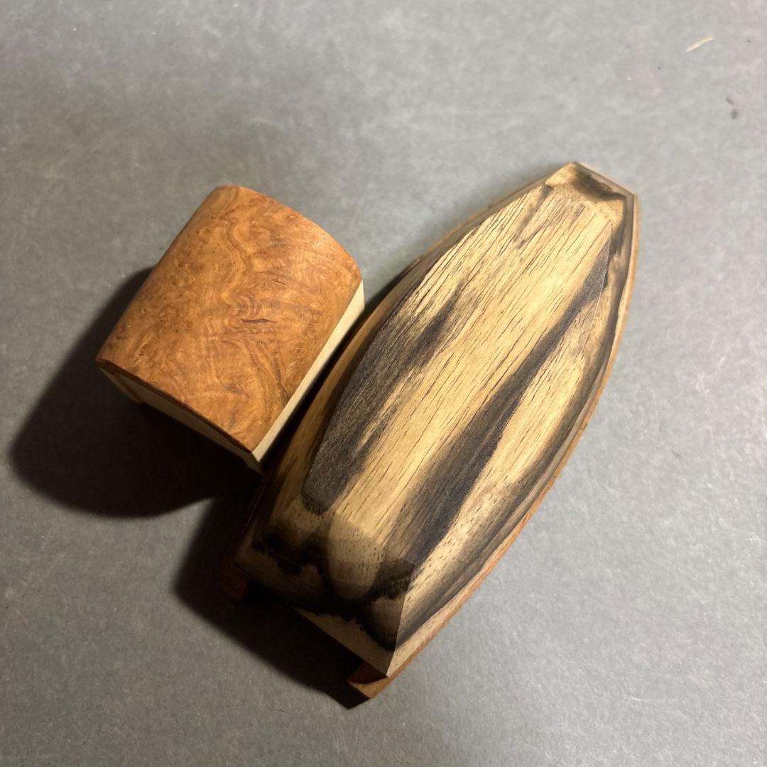 一徳　木地寄　舟　香合　共箱　黒柿等