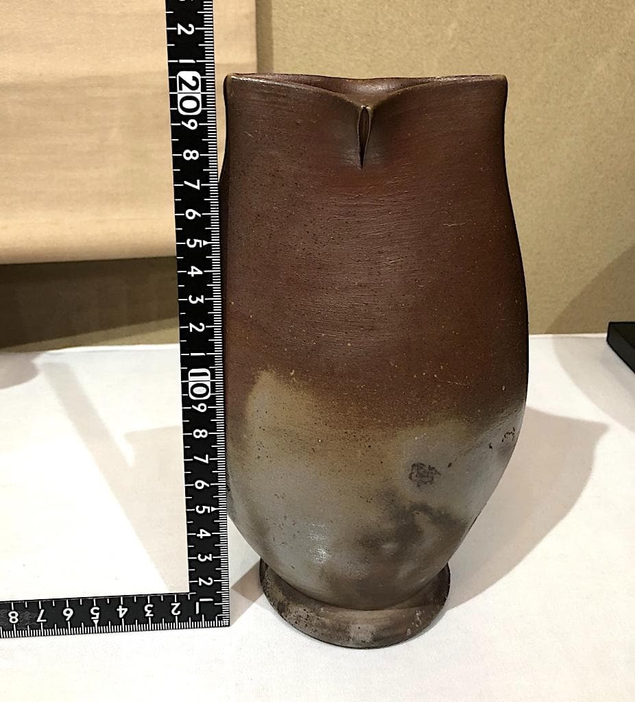 備前花瓶3点 左・木村友敬、中・末石高仙、右・不明、箱無 無傷 在銘