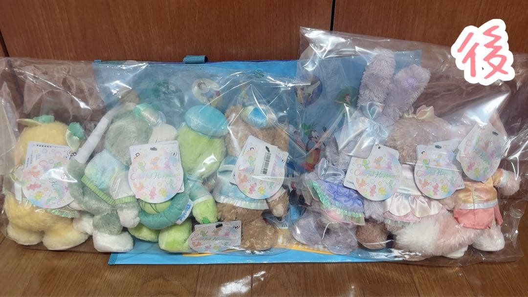 カラフルハピネスダッフィー＆フレンズ 　バケパ限定ポージープラッシー7体セット