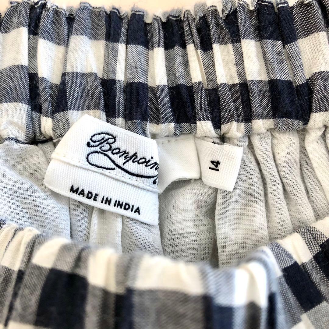 Bonpoint♡ ギンガムチェック 刺繍スカート 14A