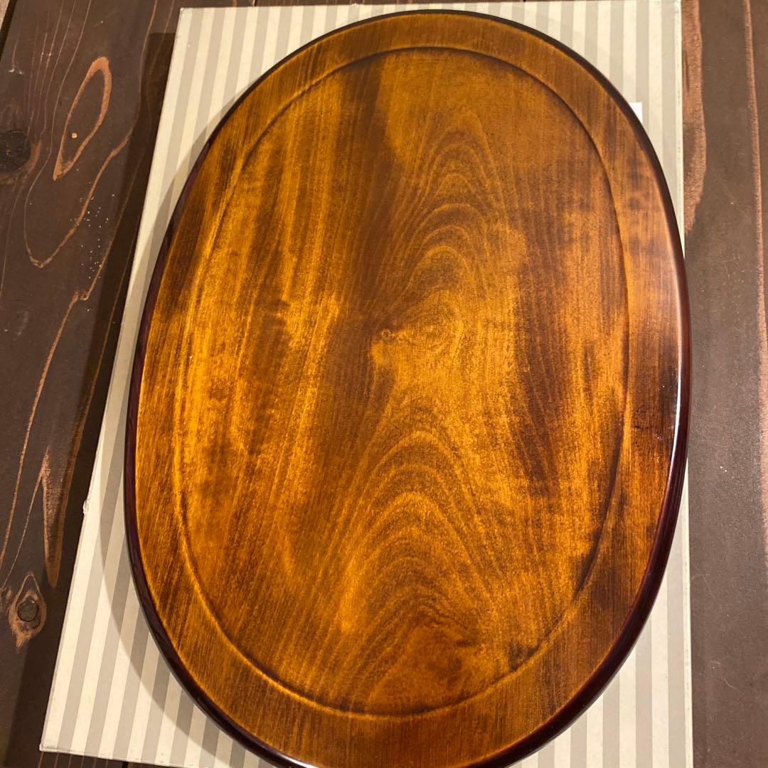 しこく彫　タメぬり小判盆　香川の漆器　未使用品　4つセット