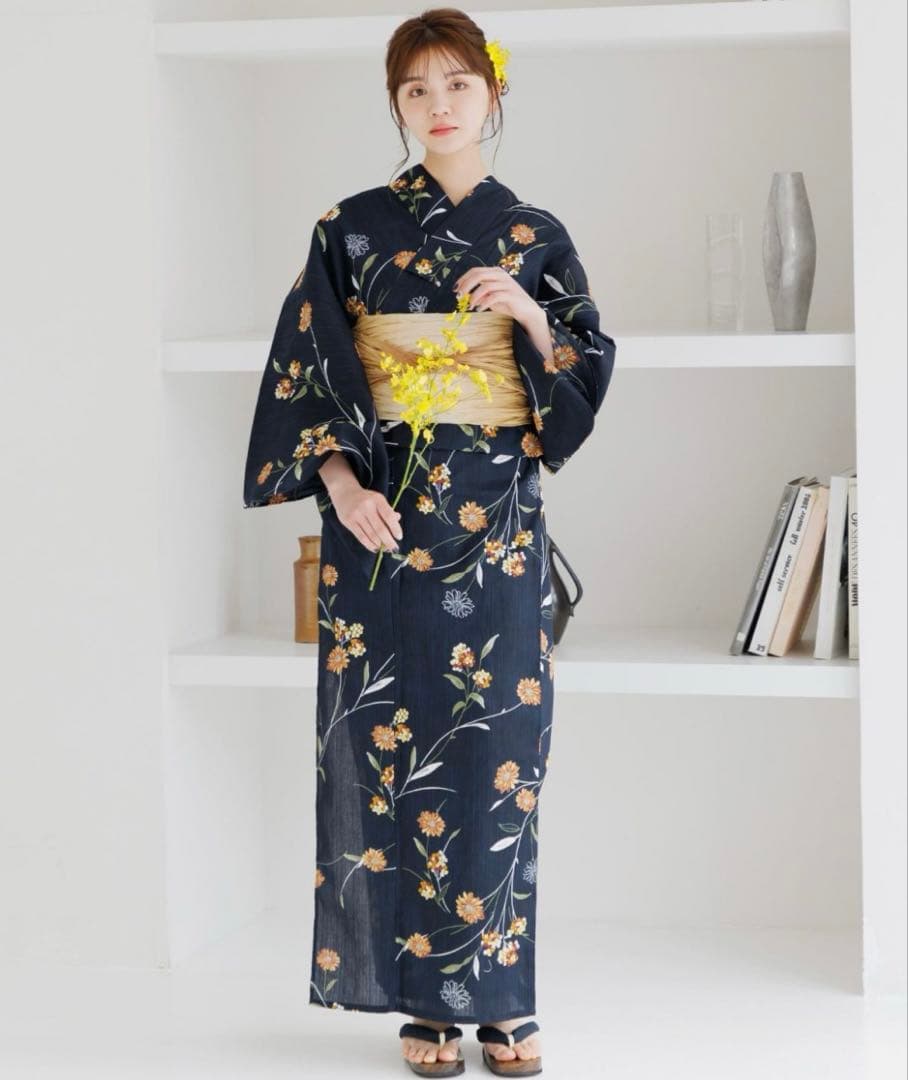 【未使用】Dita 浴衣5点セット 蒲公英色の花あそび(月夜)