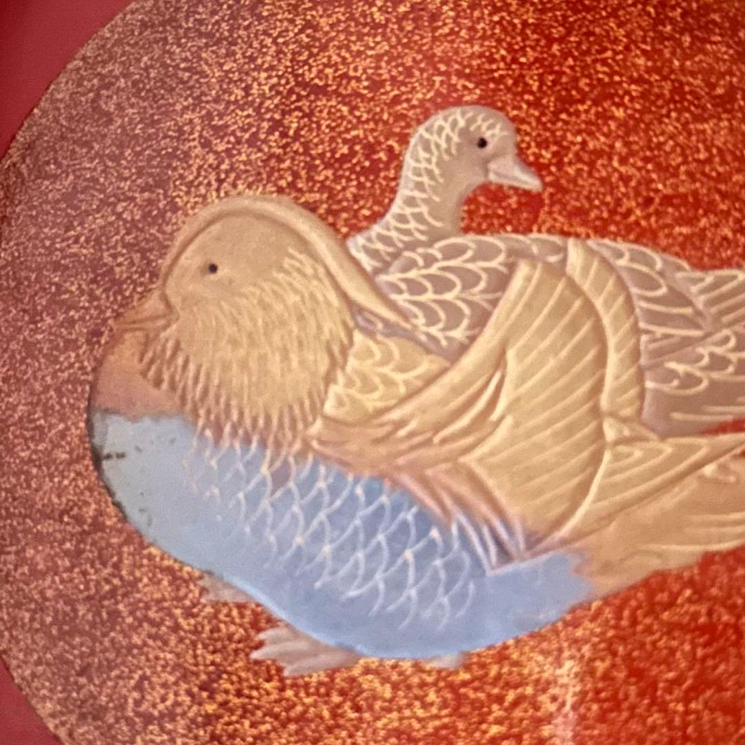 節目に‼️JAPAN金❌黒蒔絵 「貴人和歌」盃洗盃台1対桐箱入