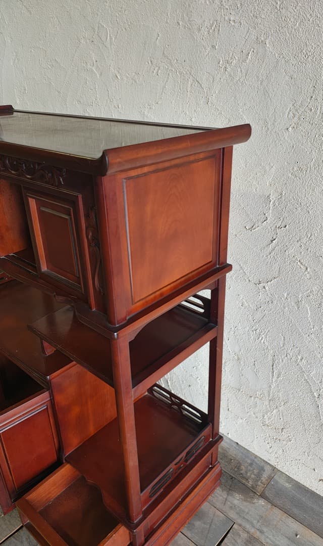 和ダンス 違い棚 木製家具 ダークブラウン 小道具 M0162