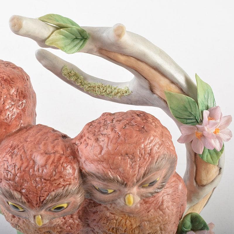 アンティーク Cubis USA 陶製 三匹のフクロウ 縁起物 置物 C6738