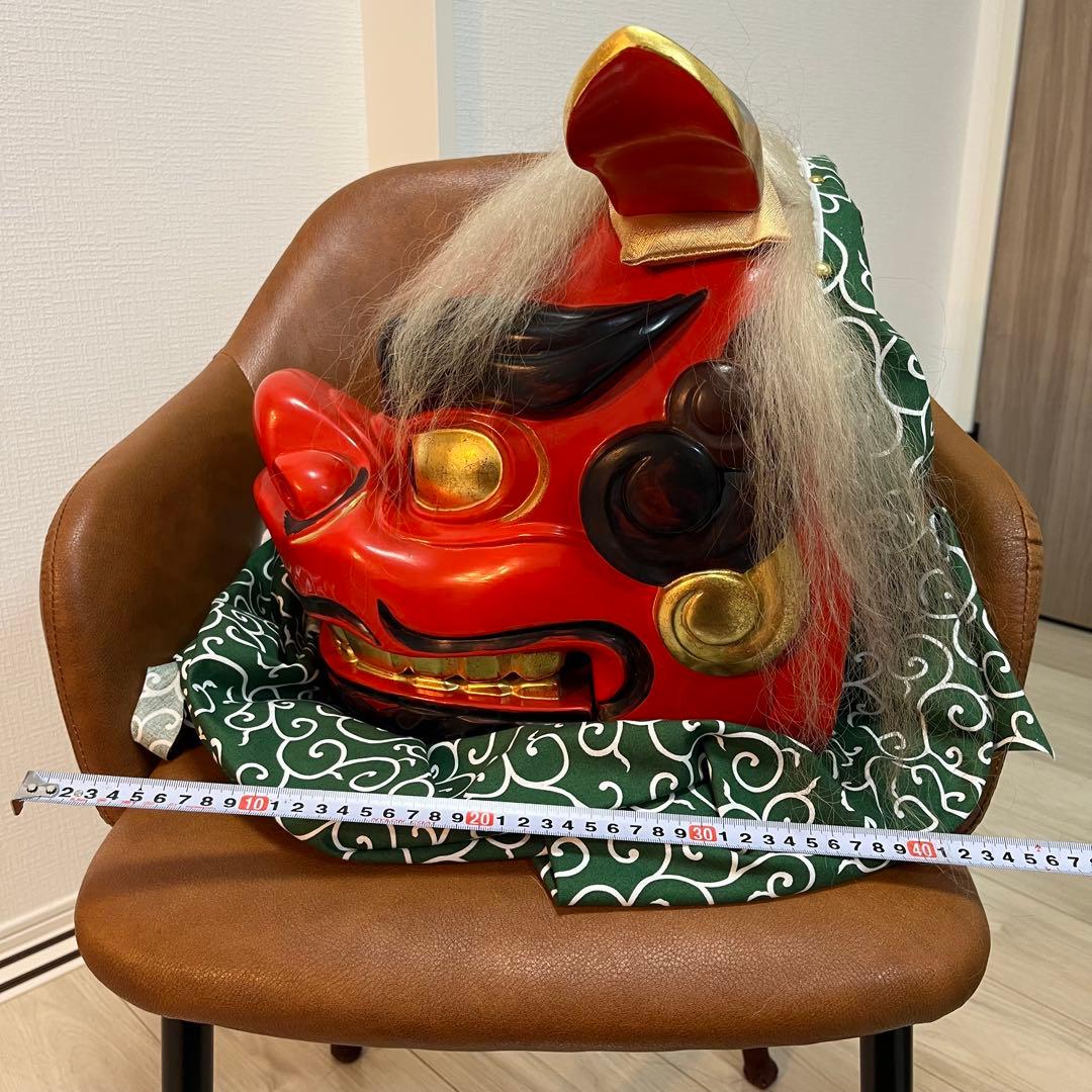 お正月前SALE】獅子舞 獅子頭 石岡 木彫 置物 古美術 神楽 木製 木彫