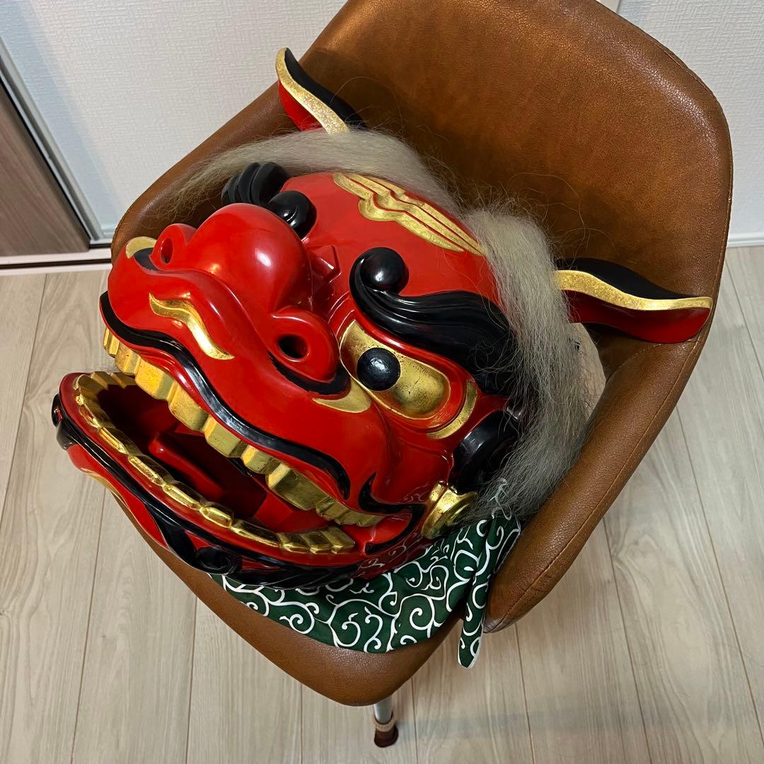 お正月前SALE】獅子舞 獅子頭 石岡 木彫 置物 古美術 神楽 木製 木彫