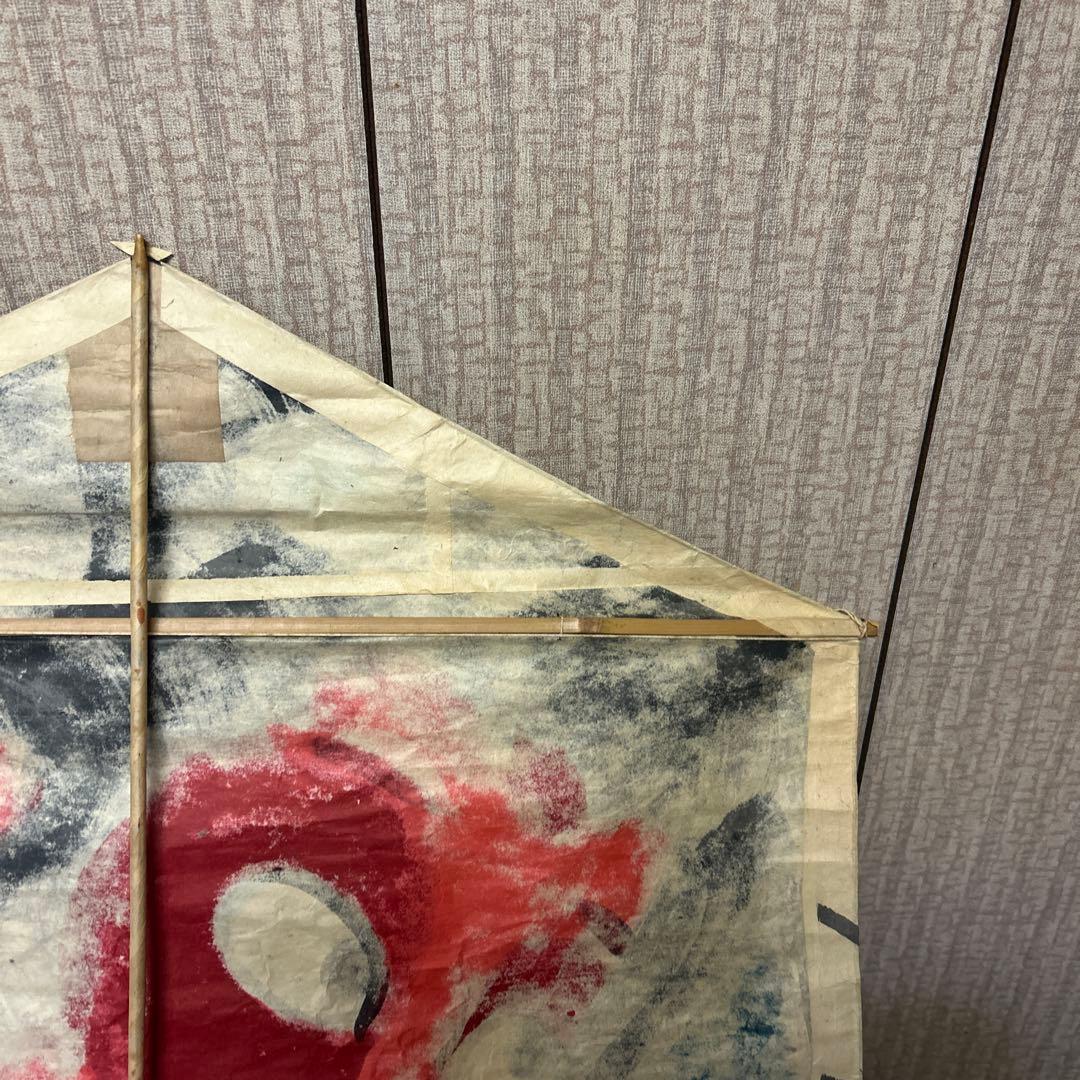 白根大凧 和風 六角形 凧 赤い顔の男 レトロ