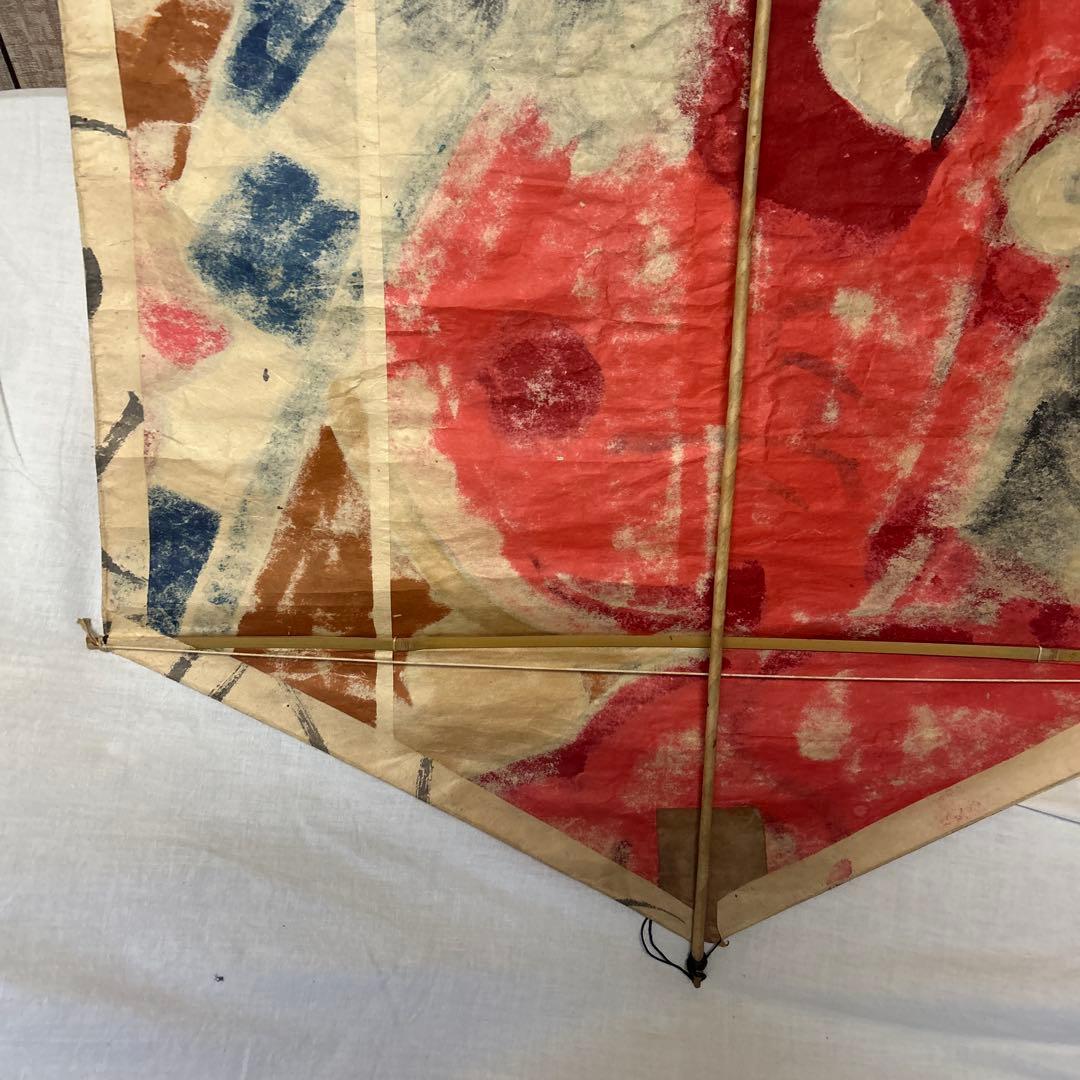 白根大凧 和風 六角形 凧 赤い顔の男 レトロ