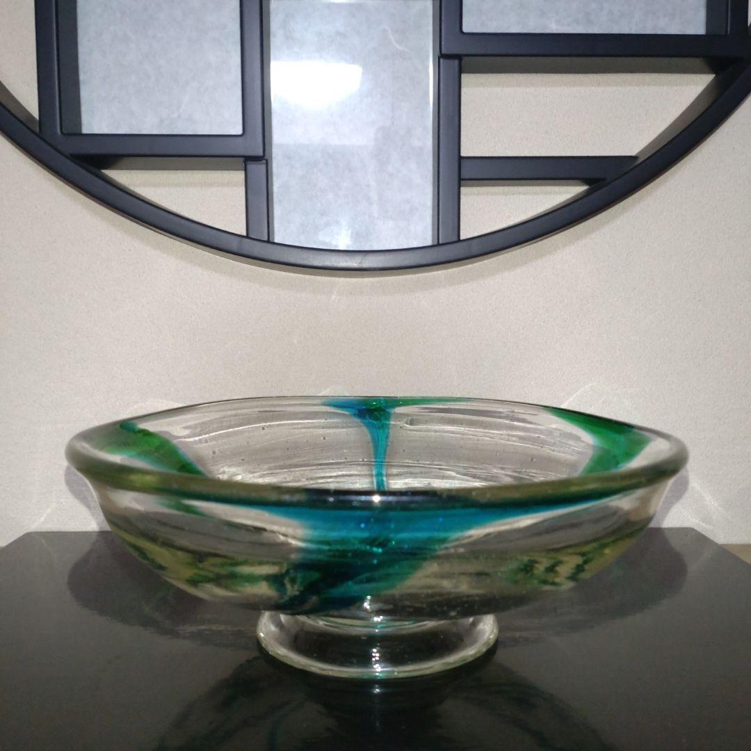 希少・秀逸工芸品!! 倉敷ガラス 小谷眞三 作品 高台大鉢