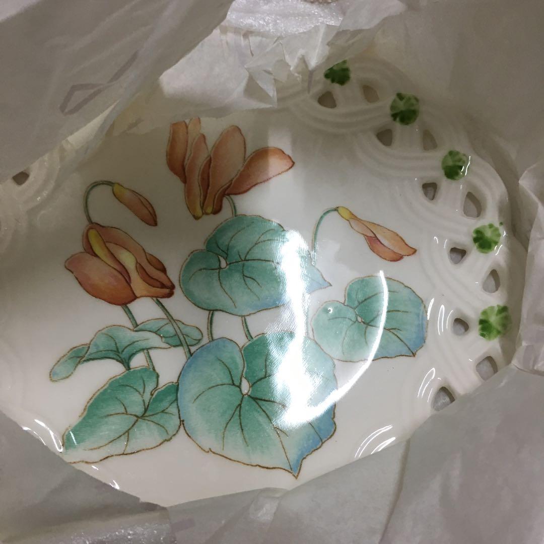 0653 富永陶園 ポピーすかし絵変わり ケーキセット カゴ付