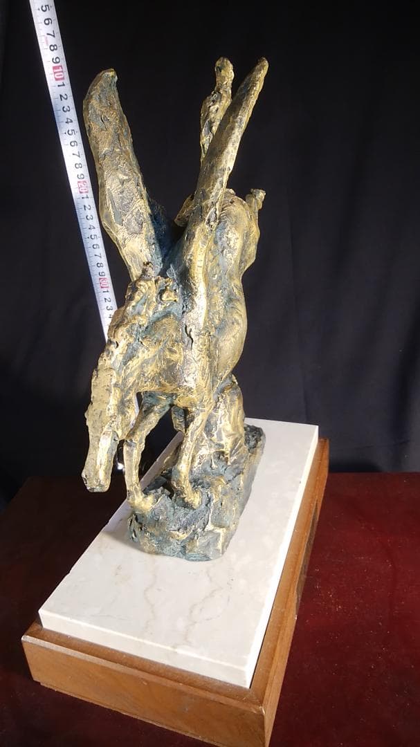 ブロンズ像 西望「春風」ペガサス天馬 高3４c重６kg/彫刻銅像/干支/縁起物