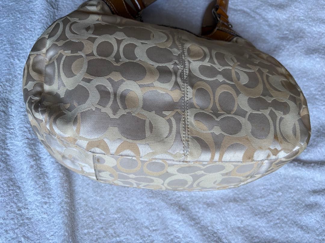 COACH アイボリー/ブラウン ショルダーバッグ真品保証