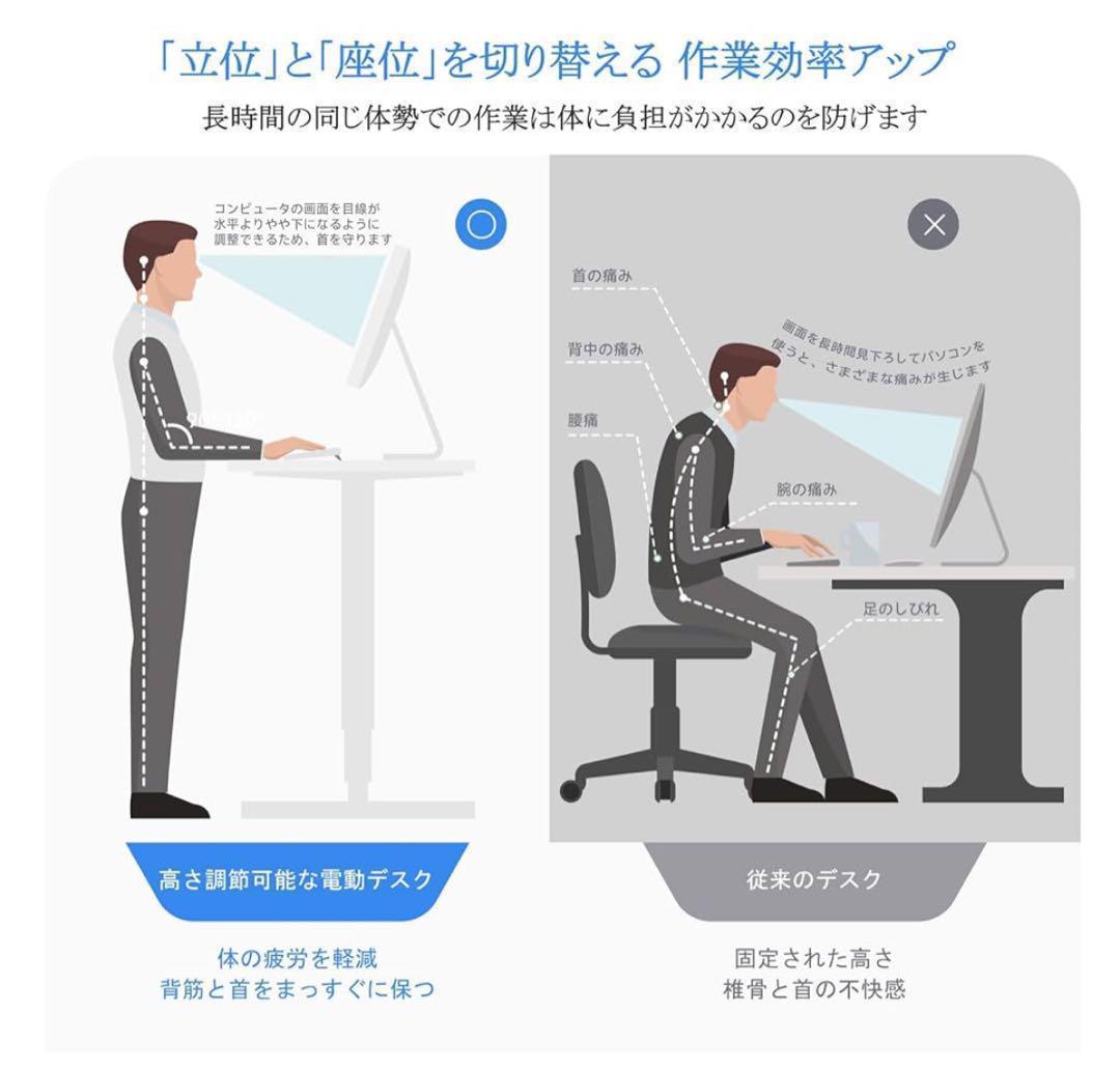 電動昇降デスク 幅160cm 奥行75cm 簡単組立 昇降デスク オフィス