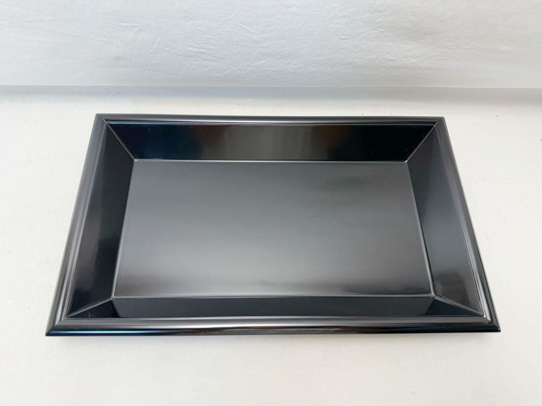 未使用 茶道具 木製黒真塗 茶歌舞伎盆 且坐 且座 香盆 長盆 元箱