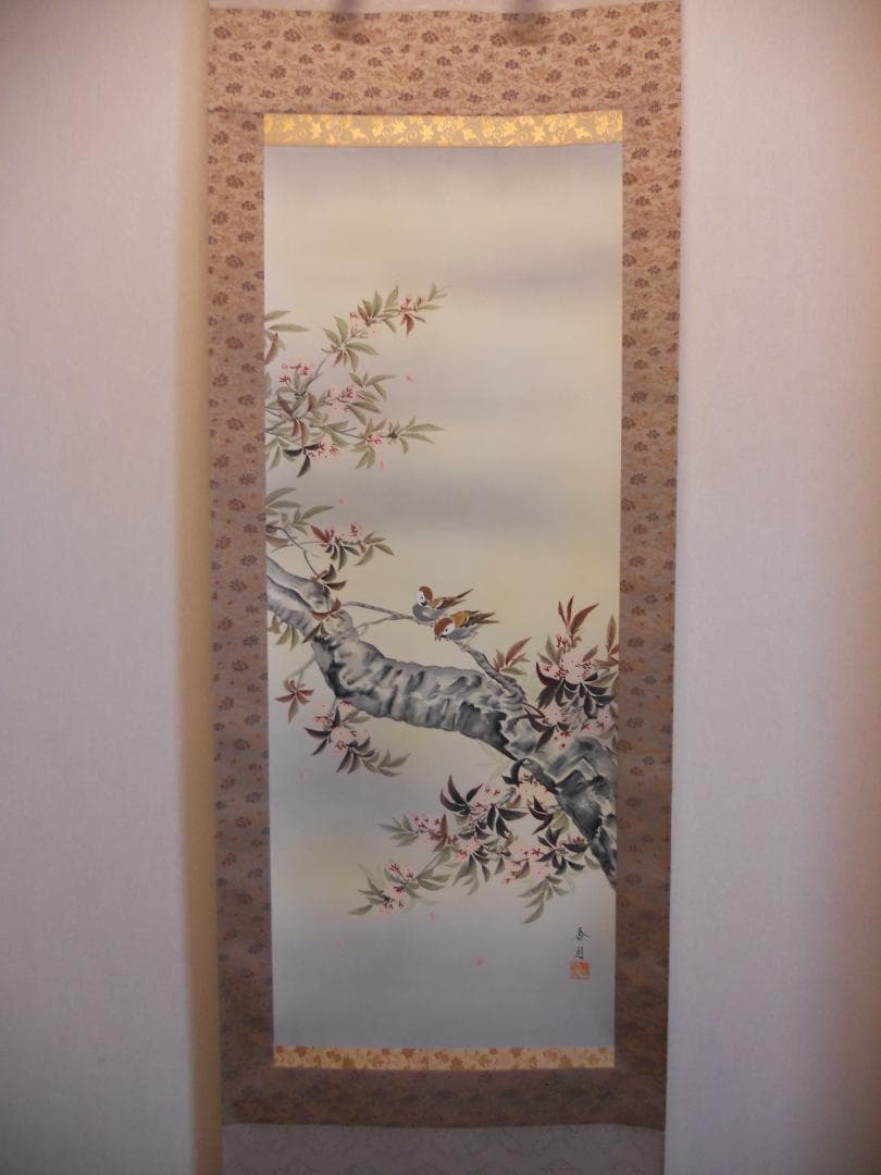 掛け軸 小川香月 『 桜花爛漫 』 絹本 希少 軸装 茶道具 掛軸 美品
