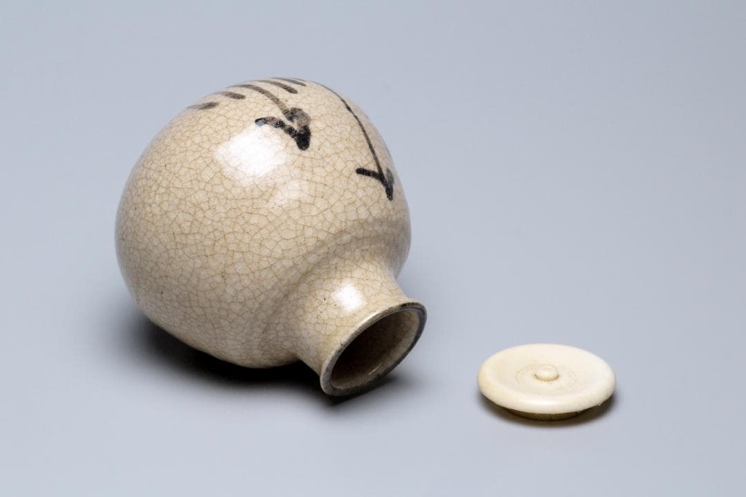 山口錠鉄　黄瀬戸　茶入　共箱　茶入れ　古美術品　骨董品　【正一古美術】