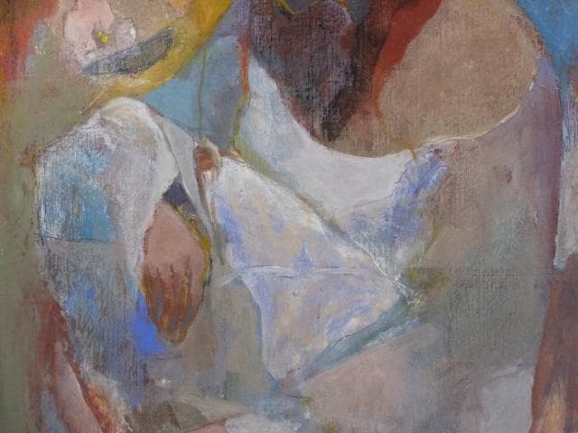 現代アート　斎藤静輝　直筆サイン『女の像』キャンヴァスに油彩 0418N