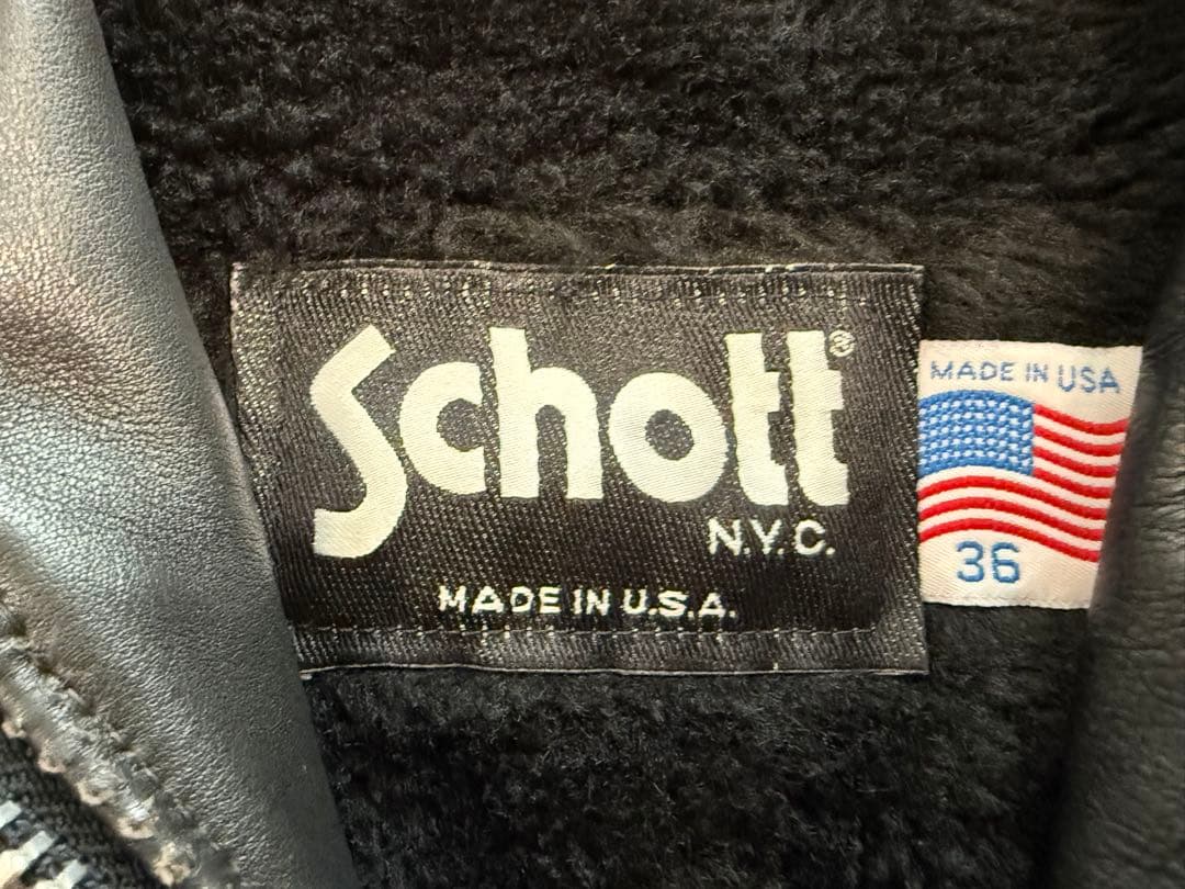 Schott レザーシングルライダースジャケット schottブラックレザー