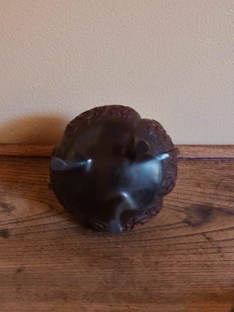 鋳銅　三足香炉　獅子 　置物　茶道具　香道具　金属工芸　697.5g　Q2308