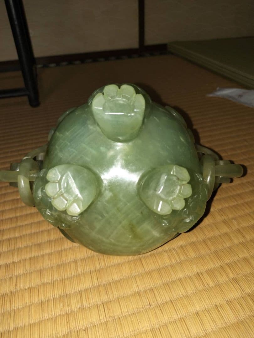 中国玉石龍紋香炉 21cmx21cm三足花台付