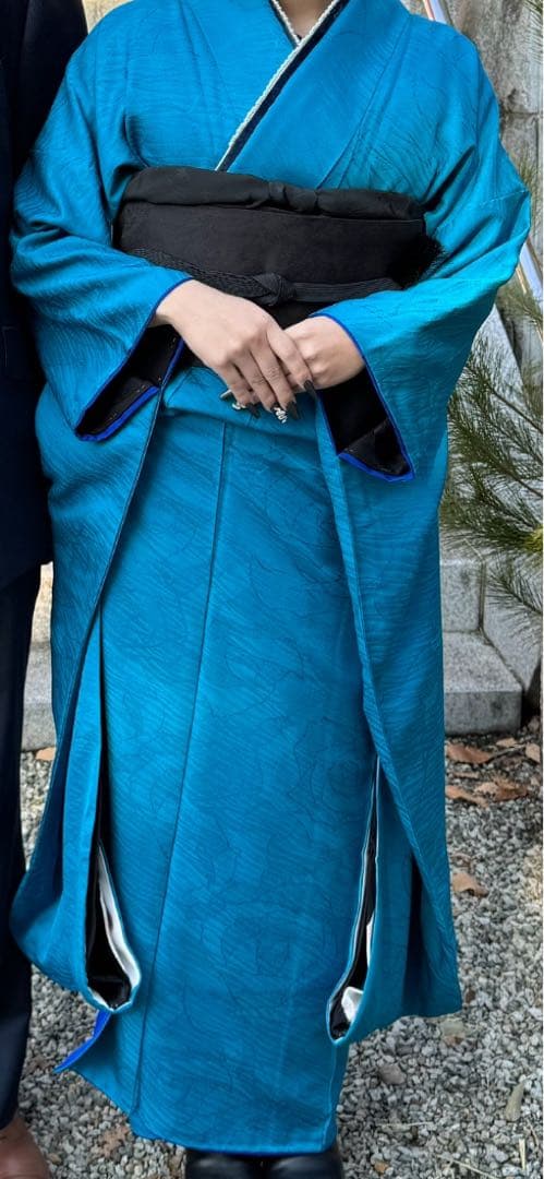 再開！！成人式振袖フルセット 無地 青 一点物 - メルカリ