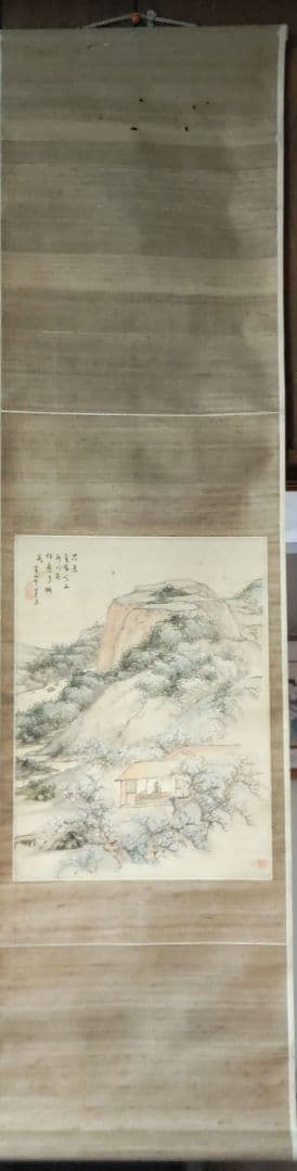 井村常山　森林山水掛軸　Y265