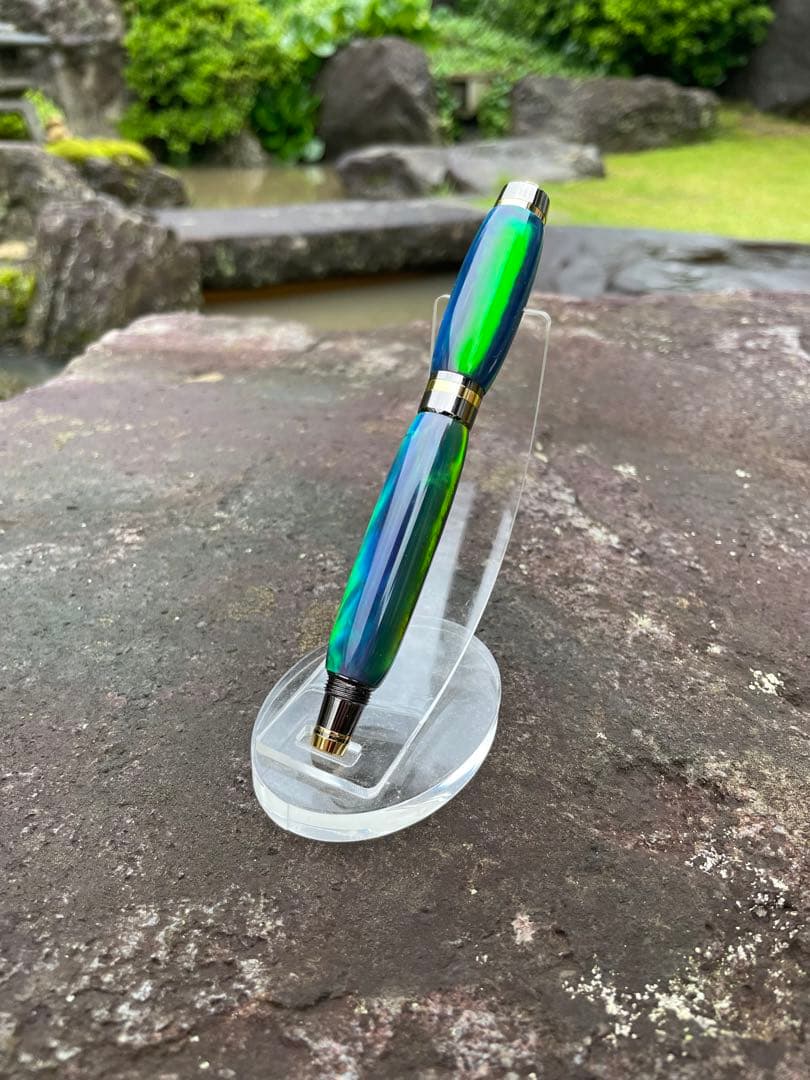 B品万年筆ハイブリッドオパールユニコーン緑斑