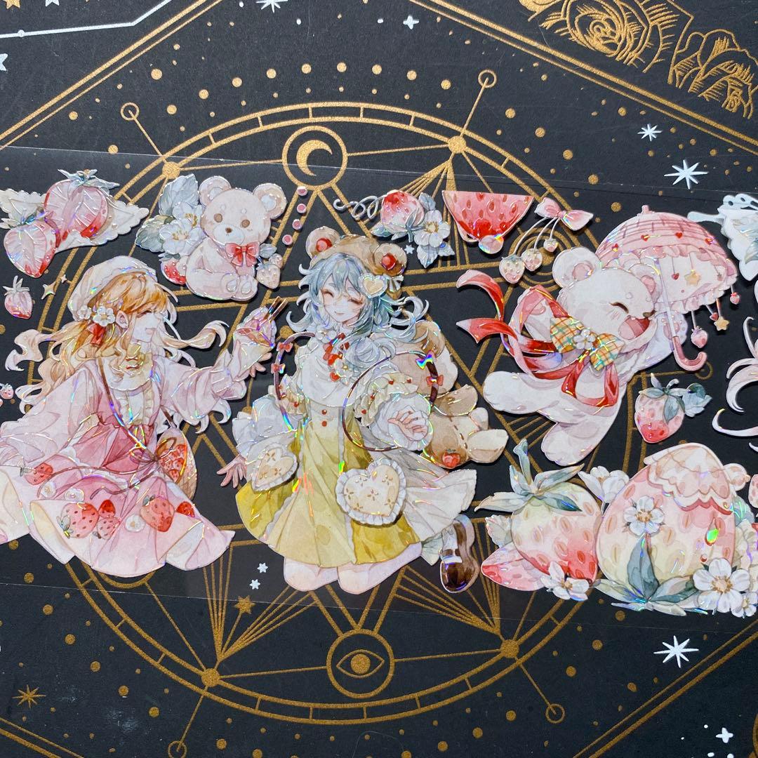 9193】海外 中古巻 貝殻光マスキングテープ 人物系 熊 女の子 かわいい