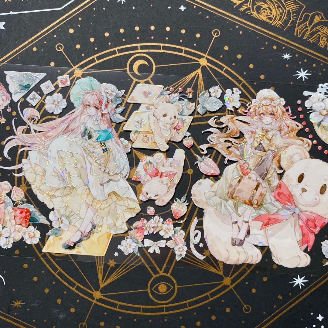 9193】海外 中古巻 貝殻光マスキングテープ 人物系 熊 女の子 かわいい