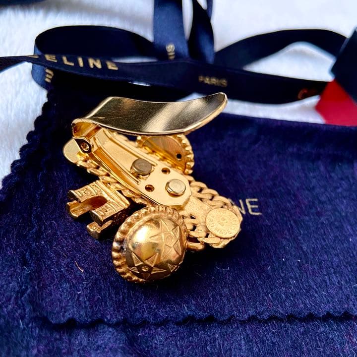 セリーヌ CELINE ブローチ マネー クリップ スターボール 凱旋門 刻印