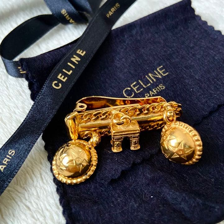 セリーヌ CELINE ブローチ マネー クリップ スターボール 凱旋門 刻印