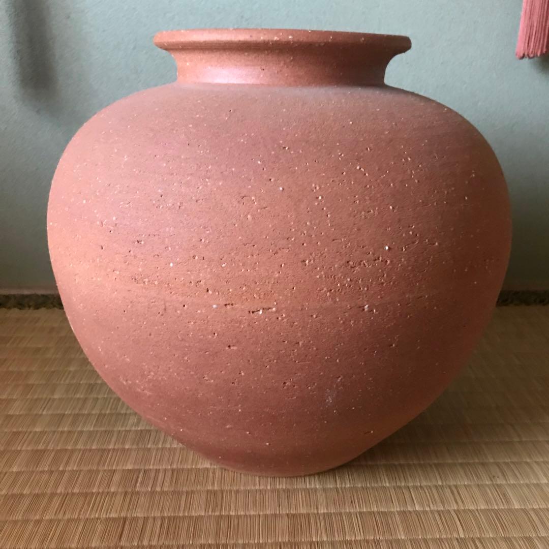 希少 特大 信楽焼 紫郎作 山水 立体 彫刻 丸壺 花瓶